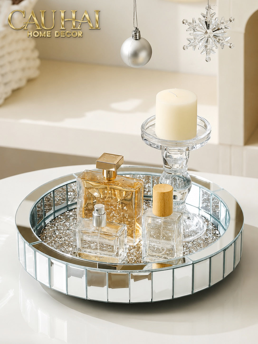 Haute Folie - Khay Gương Tròn Đế Xoay Mirror Argenté D30