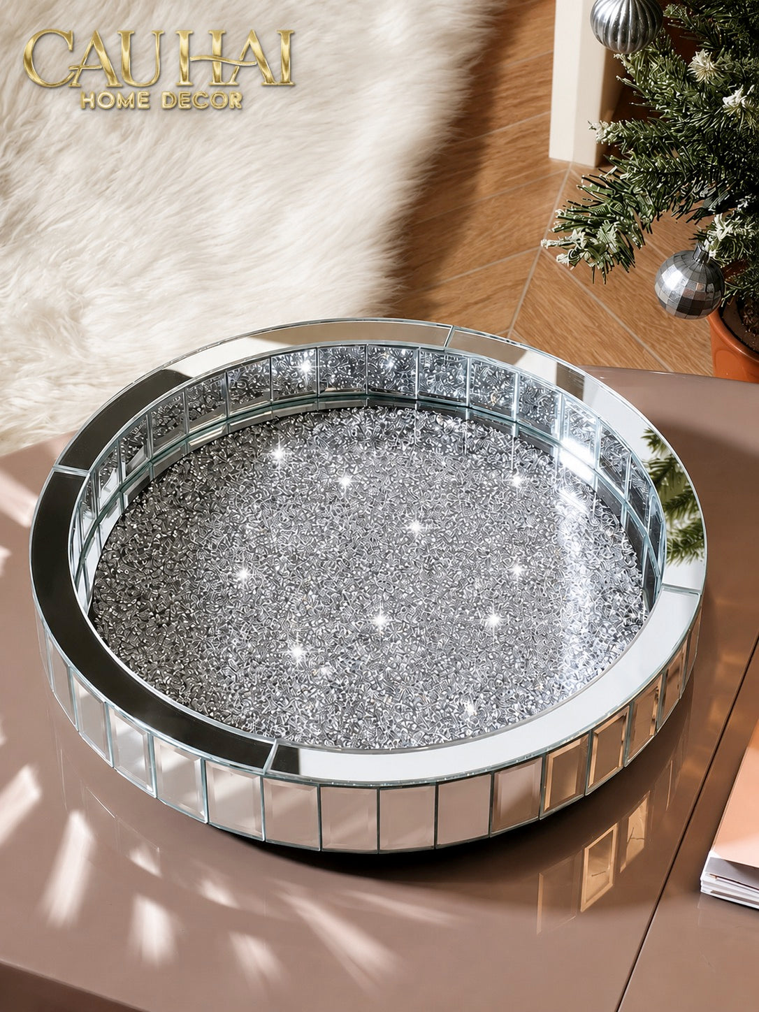 Haute Folie - Khay Gương Tròn Đế Xoay Mirror Argenté D30