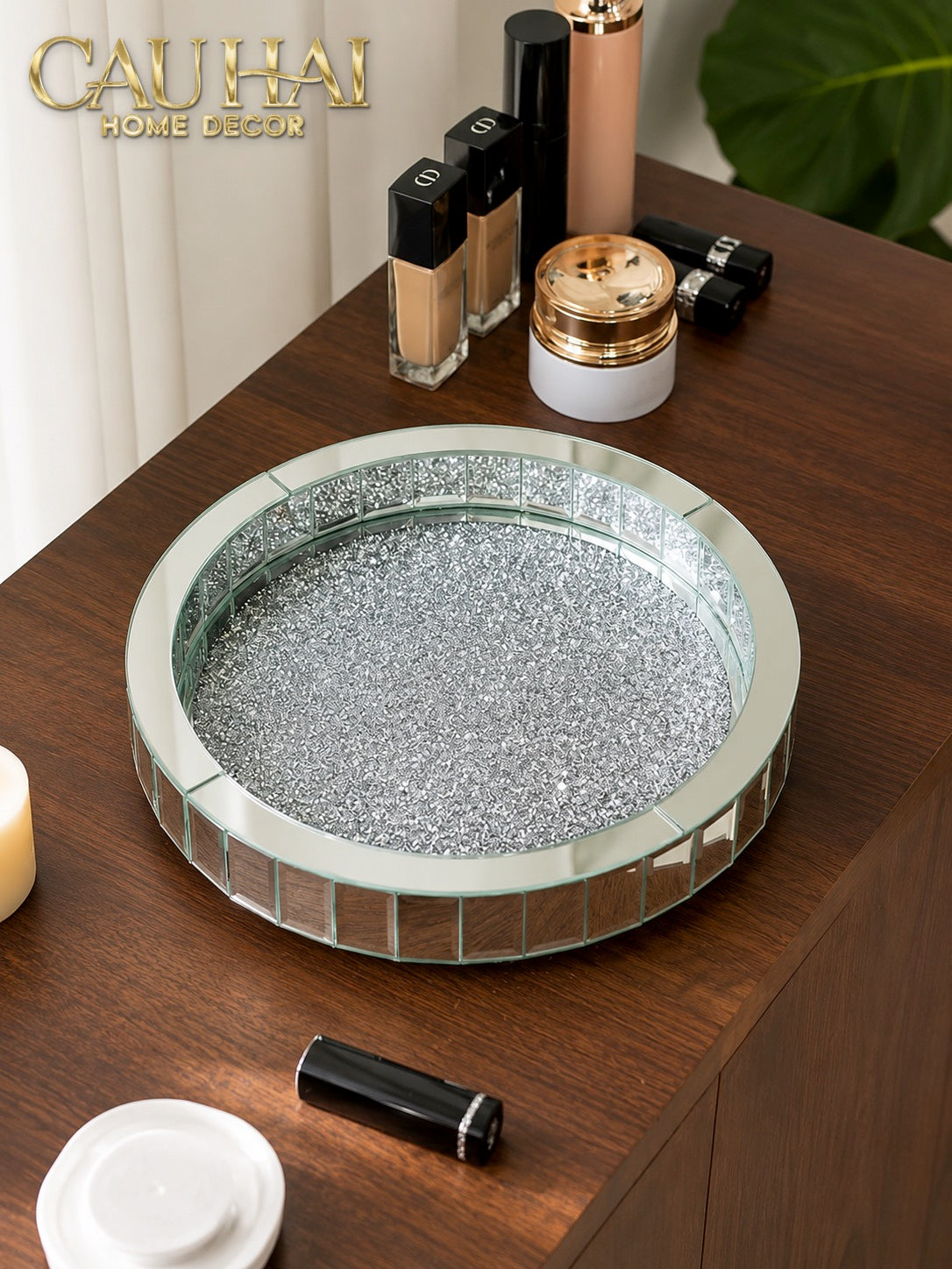 Haute Folie - Khay Gương Tròn Đế Xoay Mirror Argenté D30