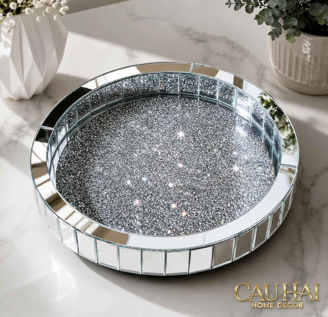 Haute Folie - Khay Gương Tròn Đế Xoay Mirror Argenté D30