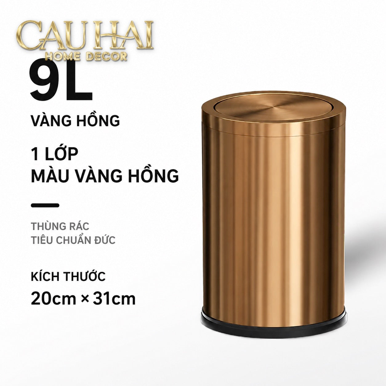Thùng Rác Inox Monolith Bronze Trash Cans 9L 20x31