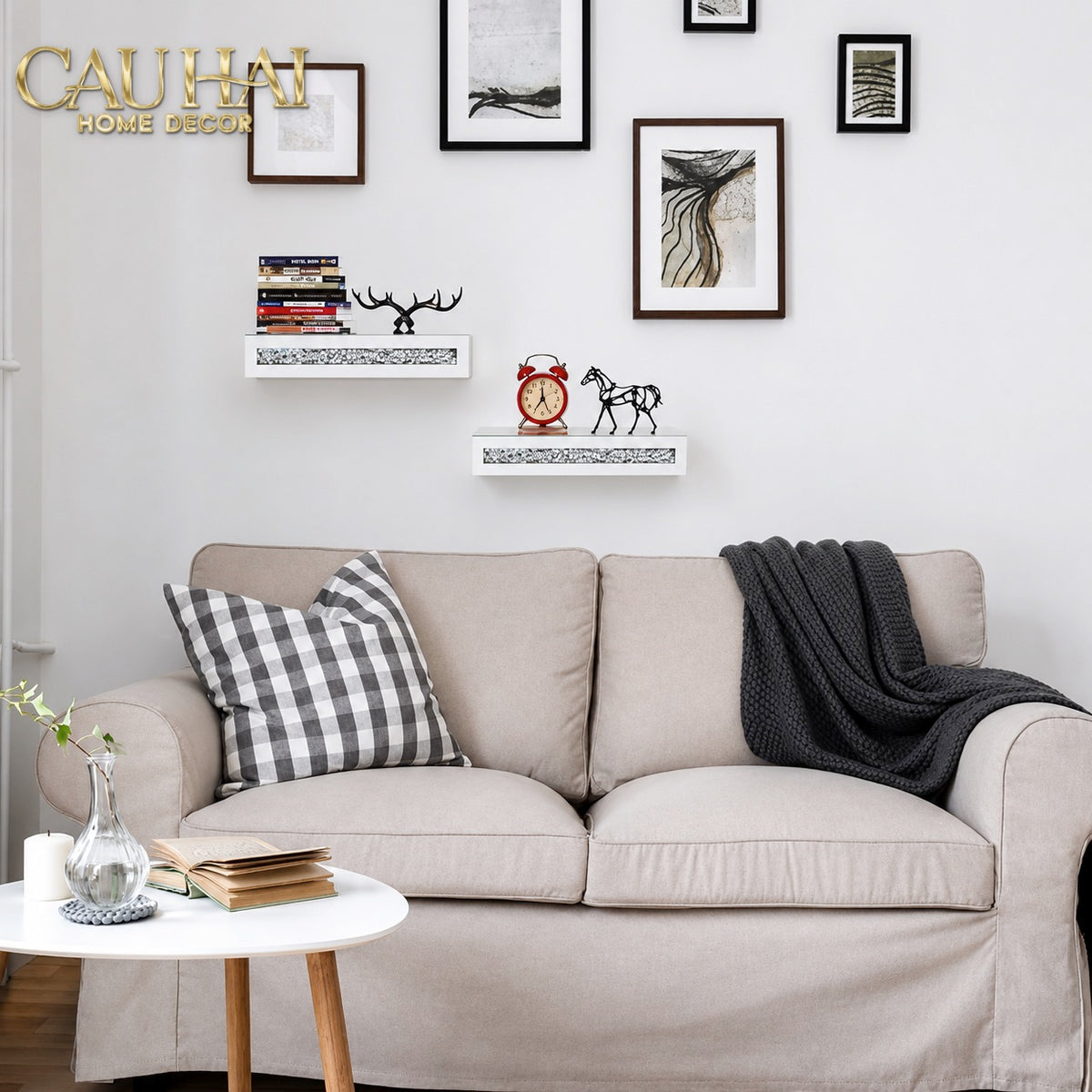 Set 2 Kệ Treo Tường Starlight Mirrored Crystal Shelf-Kệ Treo Tường-CẬU HAI HOME DECOR