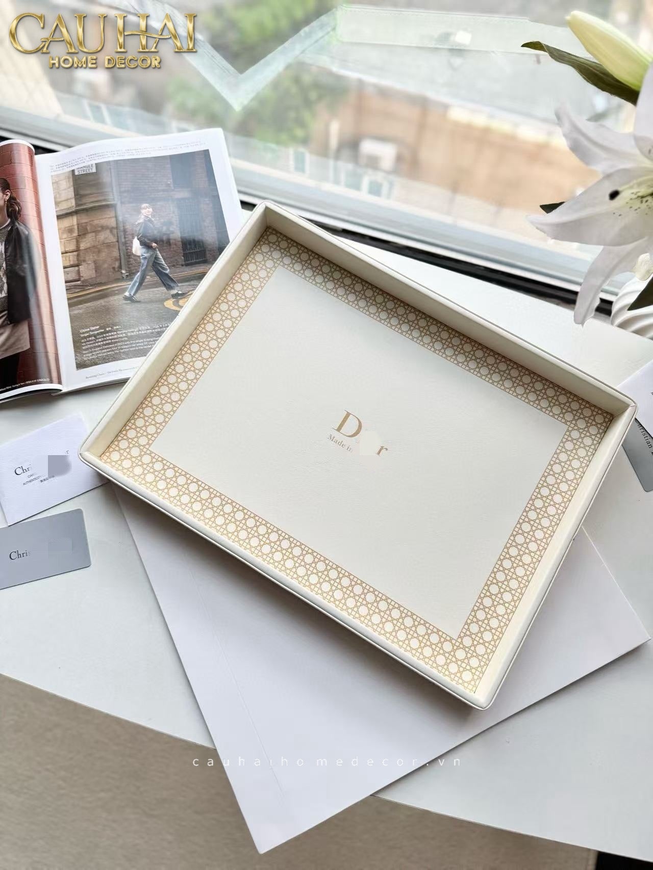 Home Couture - Khay Lux Leather 30X40 D'Ivoire-CẬU HAI HOME DECOR