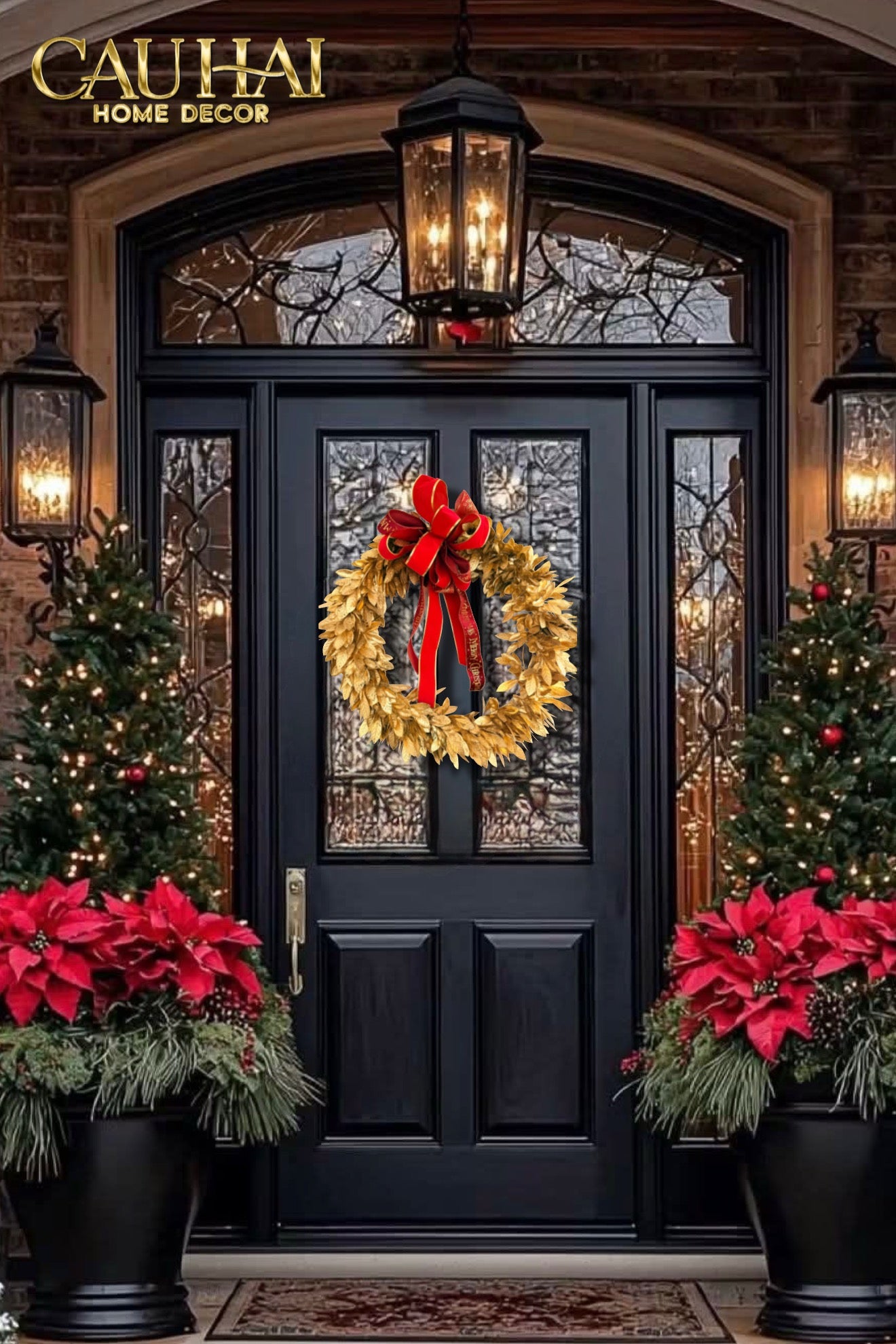 Fêtes Couture - Vòng Giáng Sinh Imperial Laurel Golden Wreath 80Cm-CẬU HAI HOME DECOR