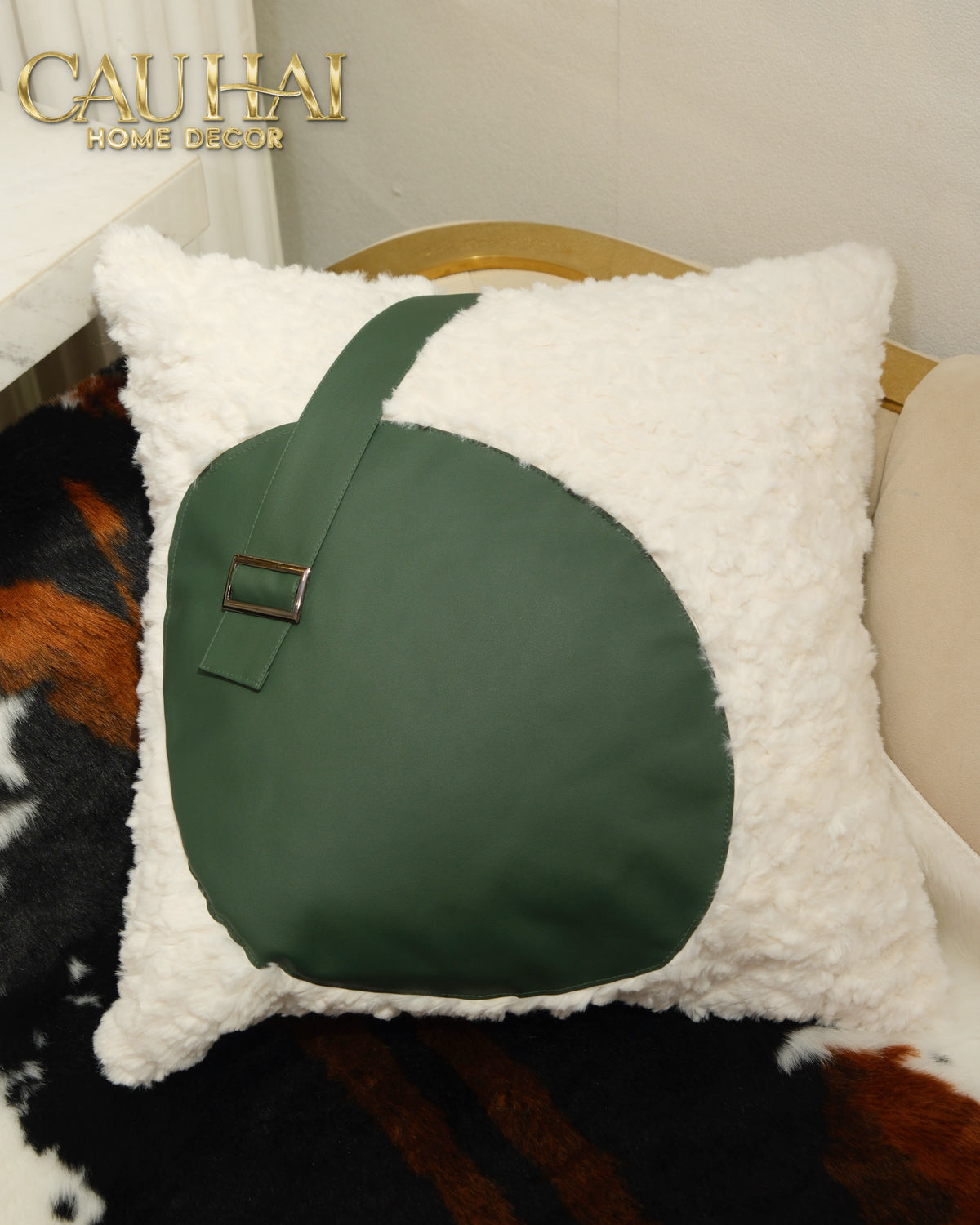 Vỏ Gối Bouclé Harnais Forest Ivory 45x45