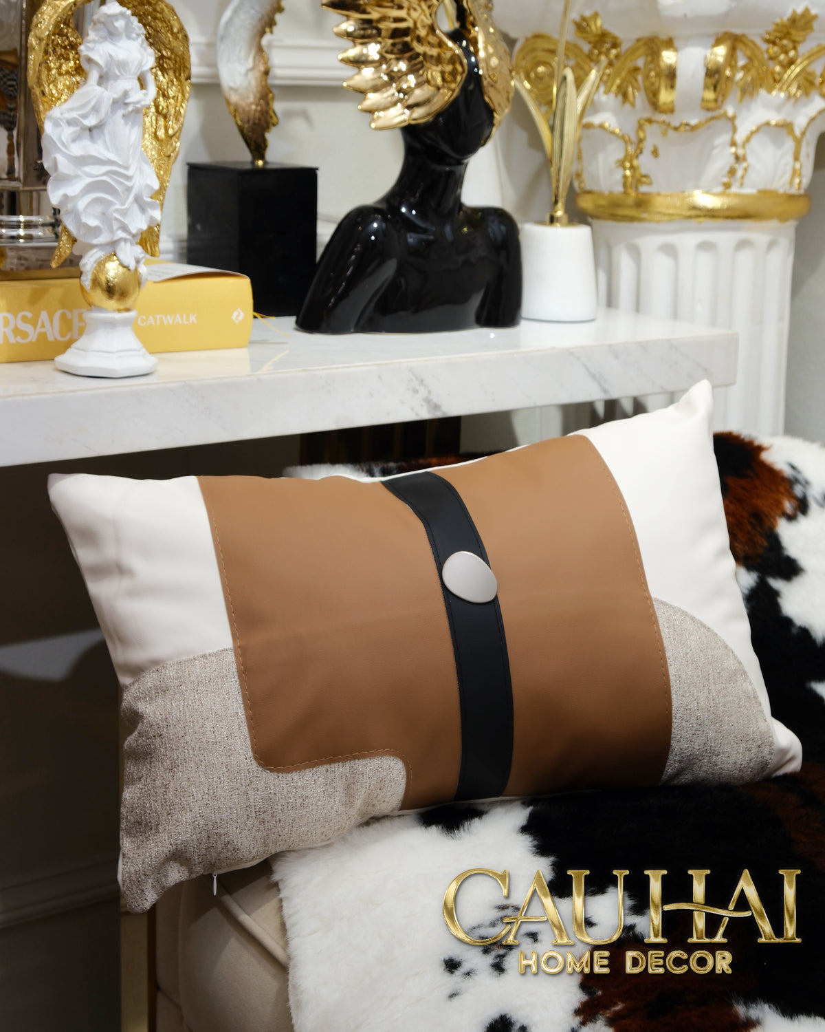 Vỏ Gối Équestre Ruban Camel Ivory 30x50