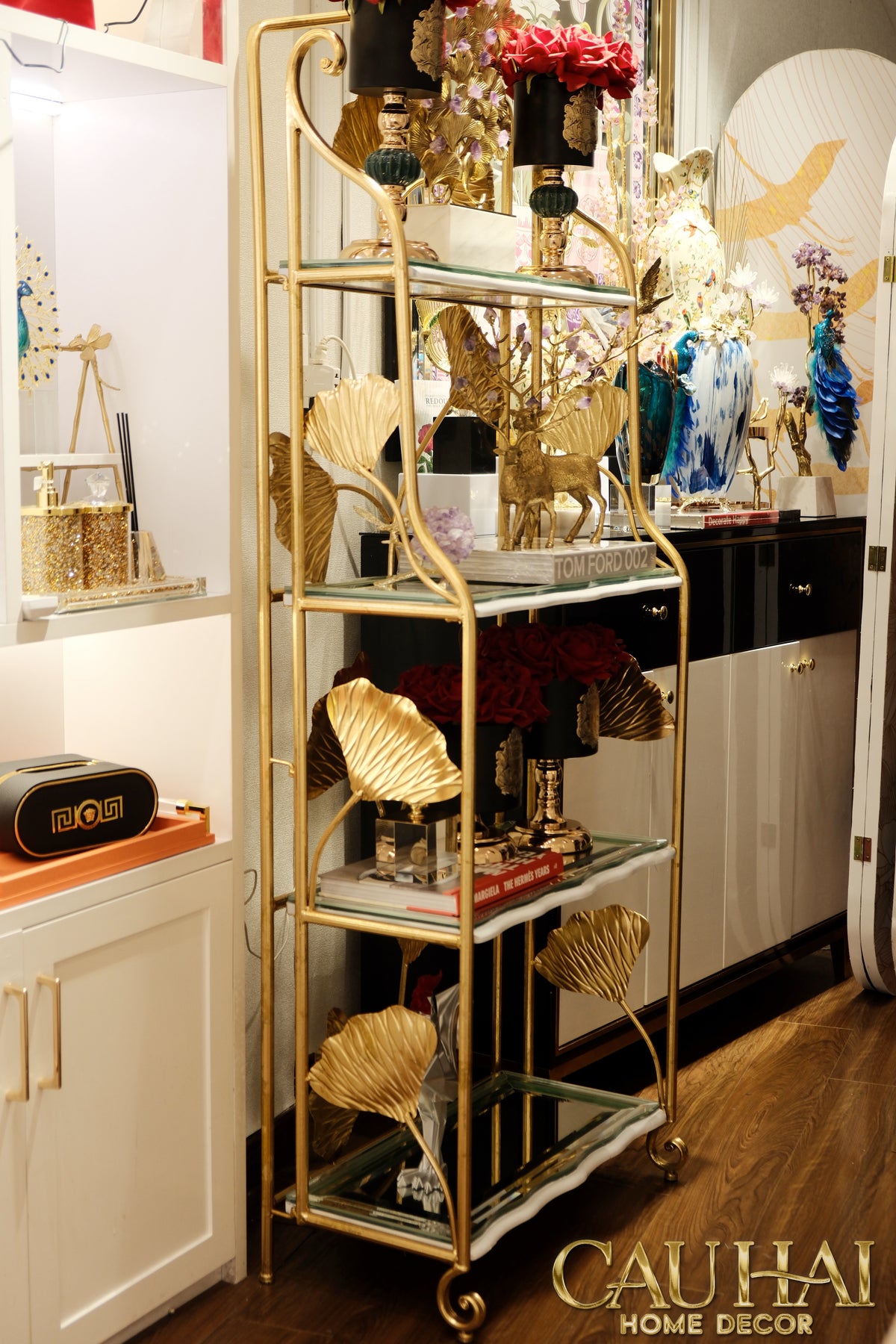 Maison Couture - Kệ Trưng Bày Lá Ngân Hạnh 4 Tầng Ginkgo Royale Étagère 14K Mirror-KỆ TRANG TRÍ-CẬU HAI HOME DECOR