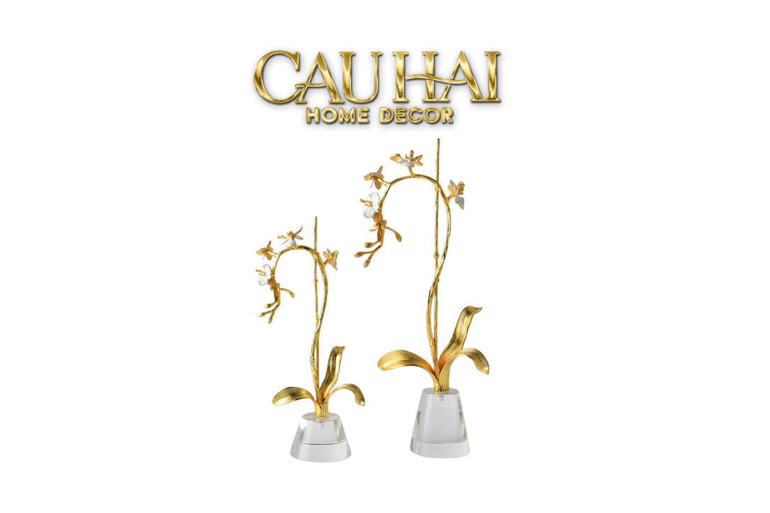 Maison Couture - Set 2 Tượng Kim Điệp Phúc Lâm Haute Orchid Golden Branches H41 / H31