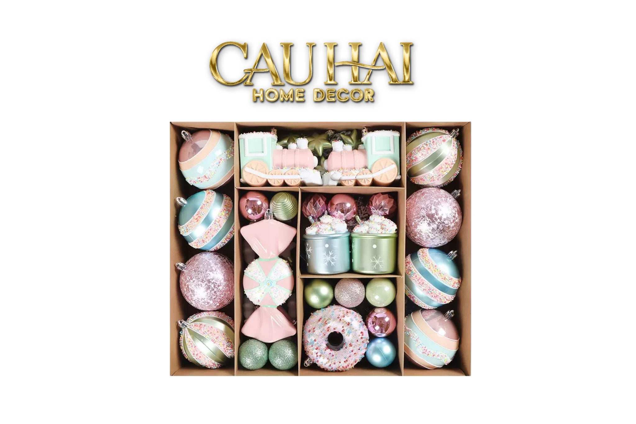 FÊTES COUTURE - SET CHÂU TRANG TRÍ GIÁNG SINH COTTON CANDY PLUSH PINK   70PCS