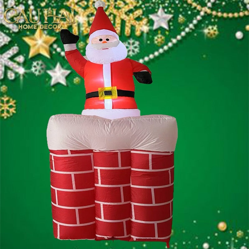 Fêtes Couture - Ông Già Noel Leo Ống Khói - Santa Salutation Cheminée-CẬU HAI HOME DECOR