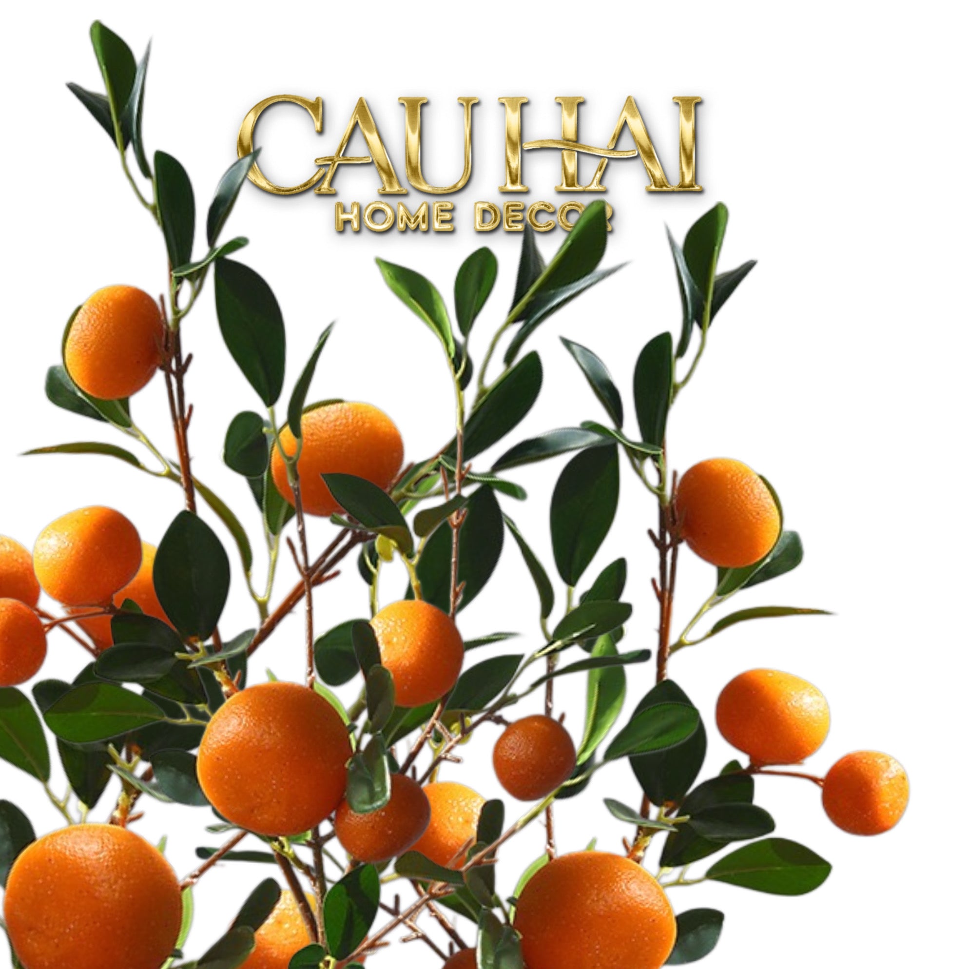 Set 2 Cành Quả Quýt Tangerines Ember/Amber - CẬU HAI HOME DECOR