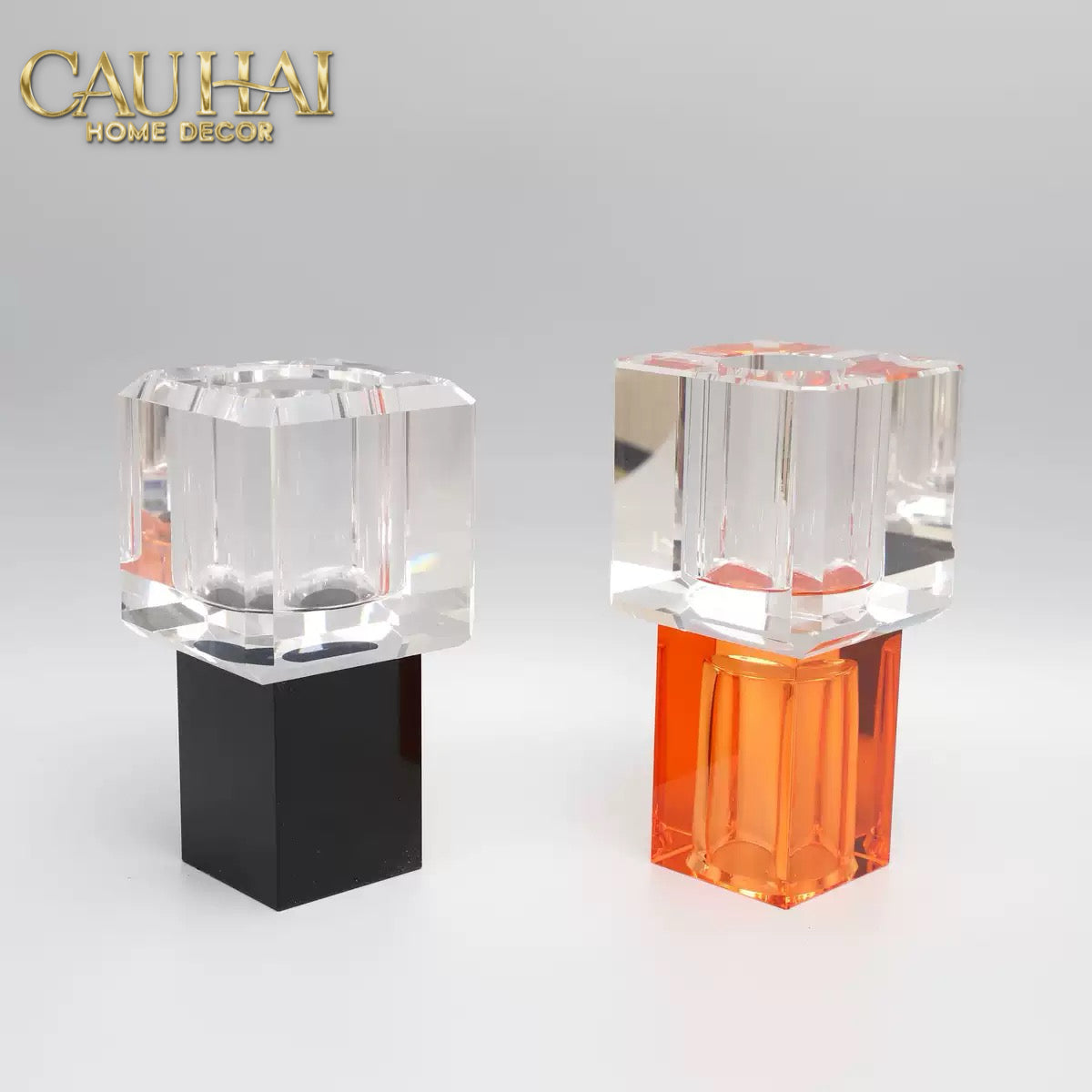 Maison Couture - Bình Hoa Pha Lê Atelier Émeraude Crystal Geometric Vessel 10x19