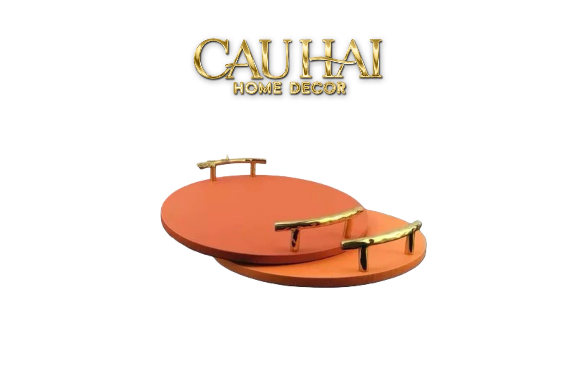 Khay Da Tròn Eclipse Tangerine Luxe Leather Tray D35 x 5.5