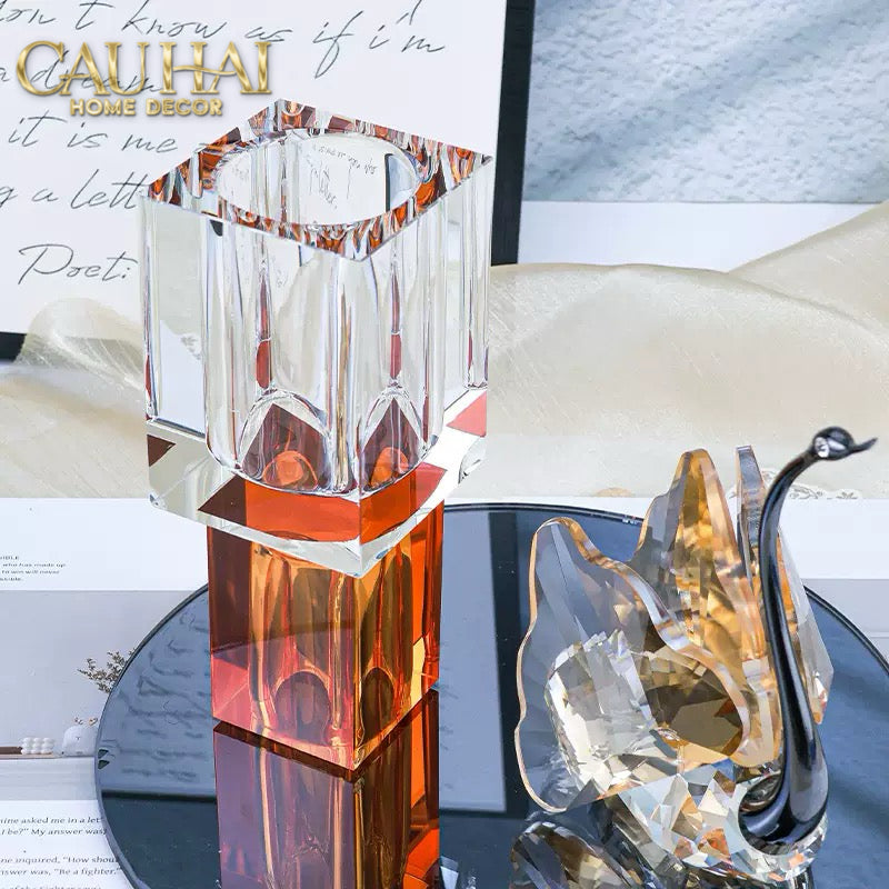 Maison Couture - Bình Hoa Pha Lê Atelier Émeraude Crystal Geometric Vessel 10x19