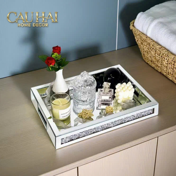 Haute Folie - Khay Gương Chữ Nhật Starlight Mirrored Tray 38x28x5-KHAY TRANG TRÍ-CẬU HAI HOME DECOR