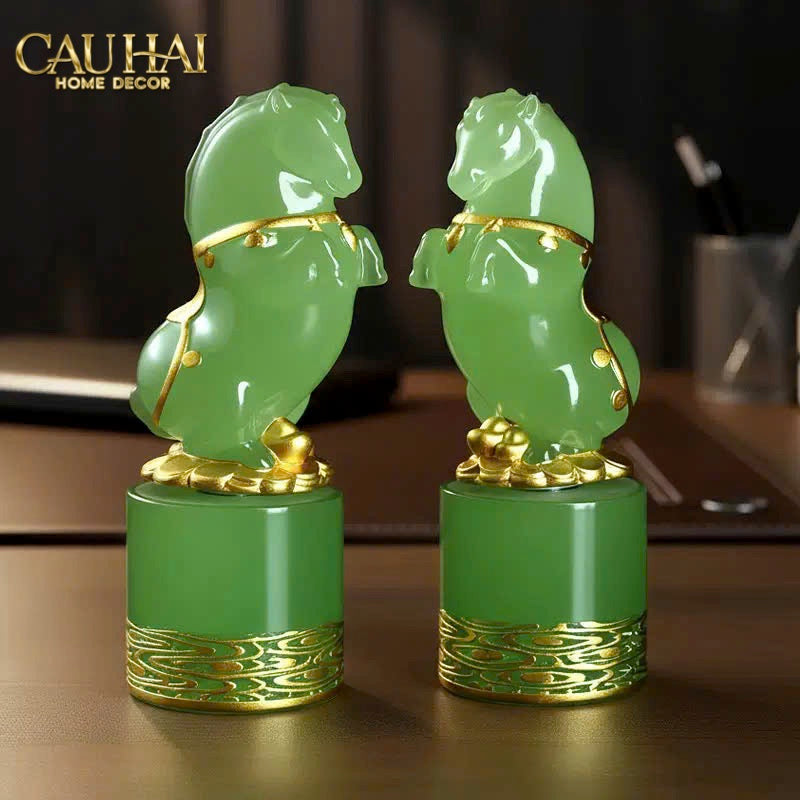 Tết Couture - Set 2 Tượng Lục Bảo Kim Mã   12.5cm Gift Box