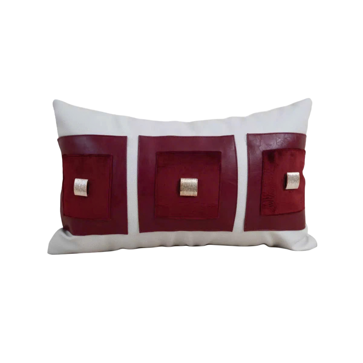 Vỏ Gối Leather Cadre Bordeaux Ivory 30x50