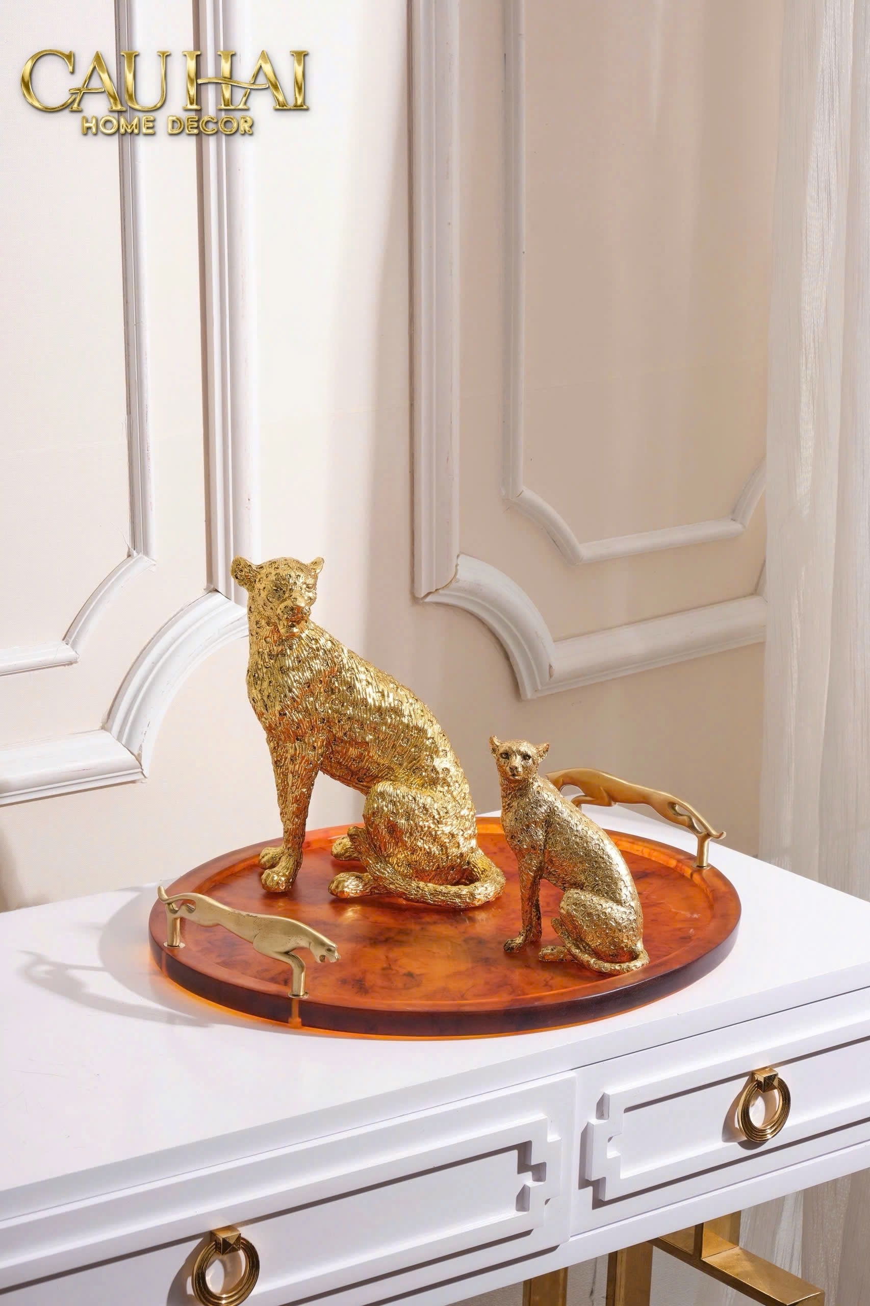 SET TƯỢNG PANTHERA PARDUS 24K LUXE-CẬU HAI HOME DECOR