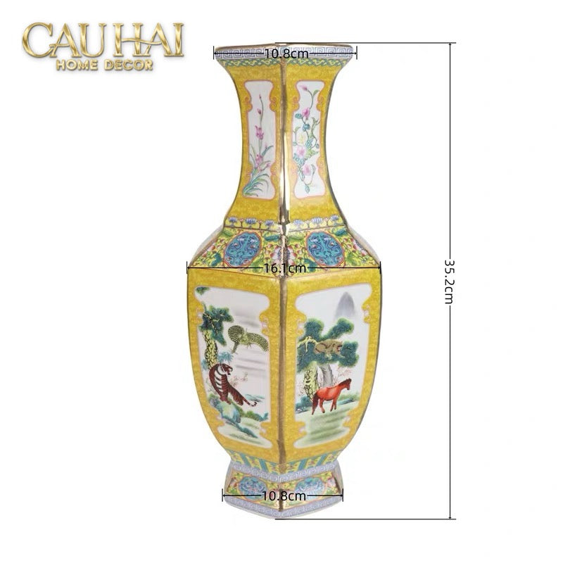 Tết Couture - Bình Hoa Gốm Tứ Tiết Thuỷ Mặc Qing Dynasty Porcelain Vase H35