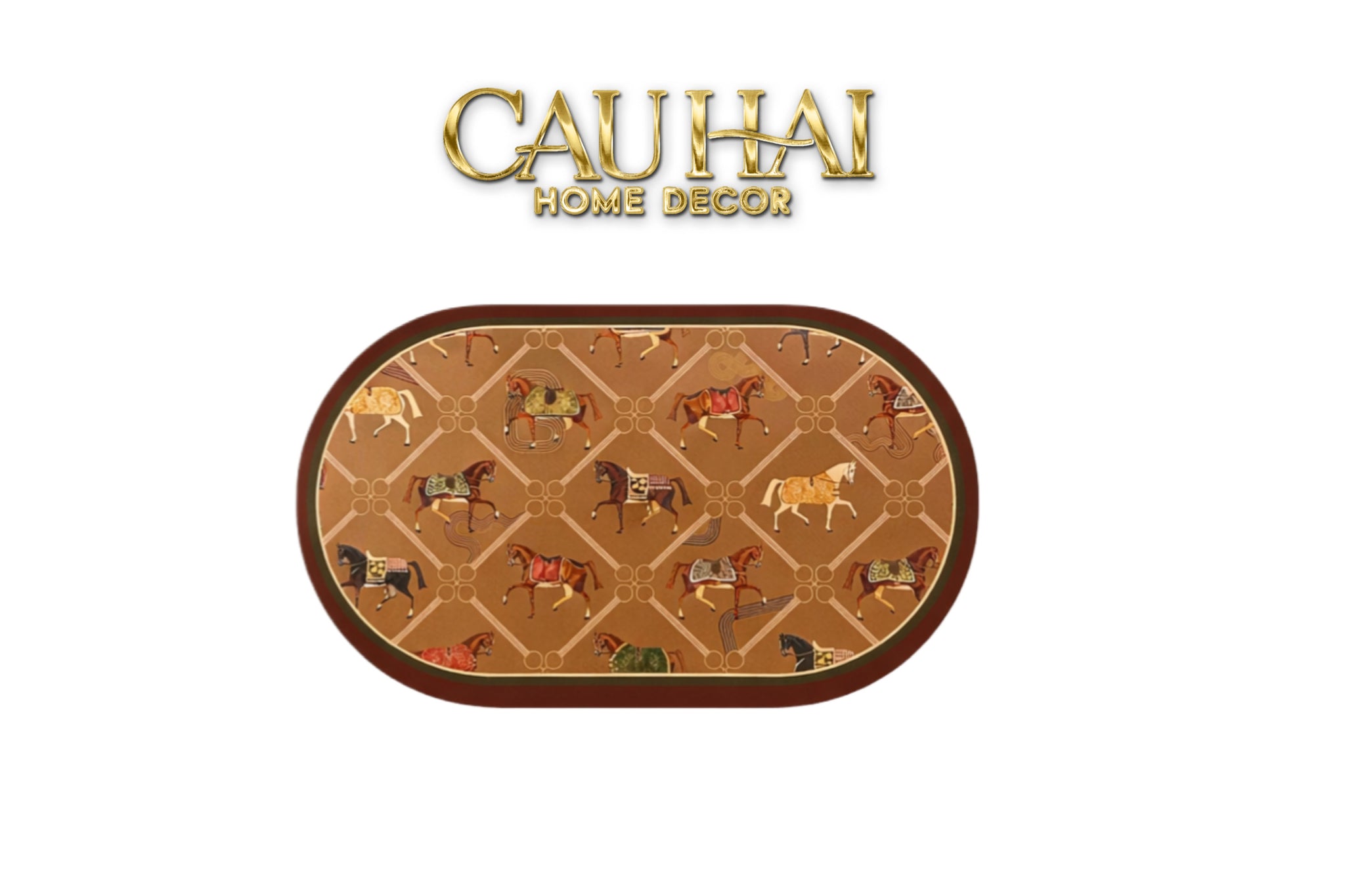 Thảm Cửa Microfiber 50x75 Patina Héritage Brun Patchwork Équestre