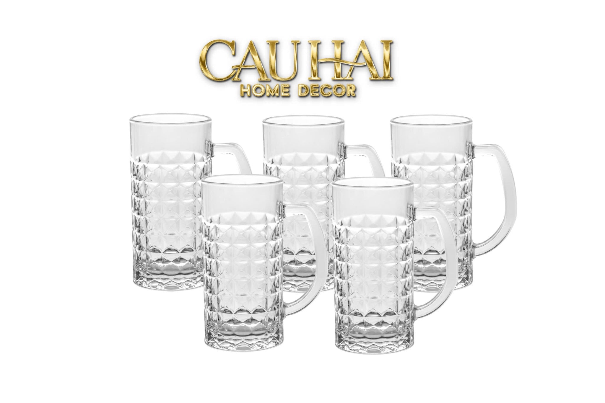 SET 6 LY CRYSTAL FACETTÉ CRISTALLERIE ATÉLIER - DIAMOND CRAFT MUG 500ML-CẬU HAI HOME DECOR