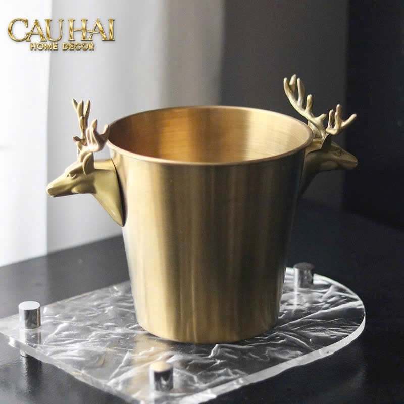 HOME COUTURE - XÔ ĐÁ  LUXE BRASSON ELK ICE BUCKET