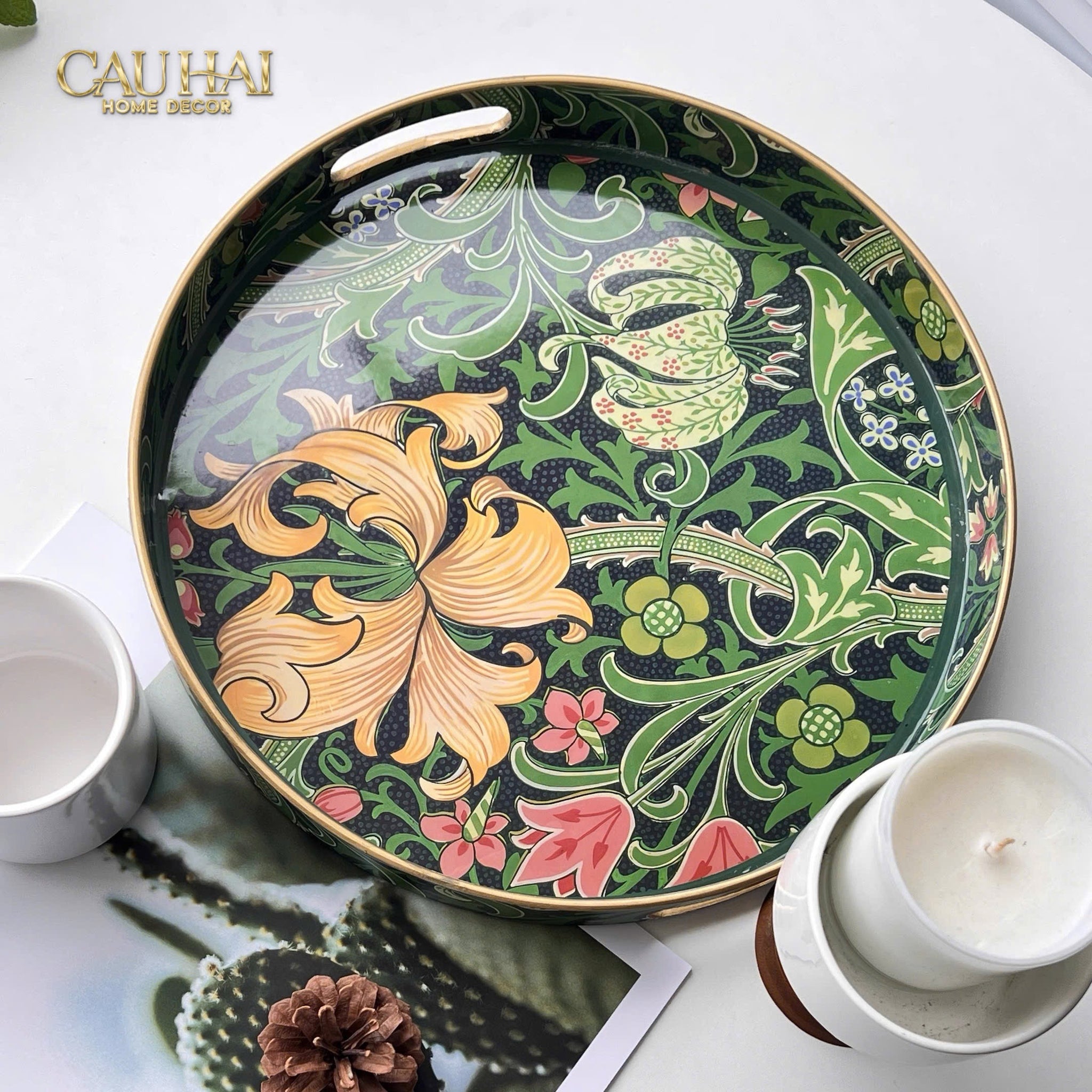 KHAY TRÒN ACRYLIC VERIDANT BAROQUE TRAY D33