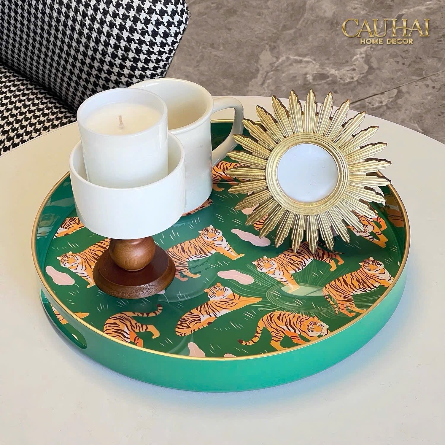 KHAY TRÒN ACRYLIC  TIGRE DU BENGALE