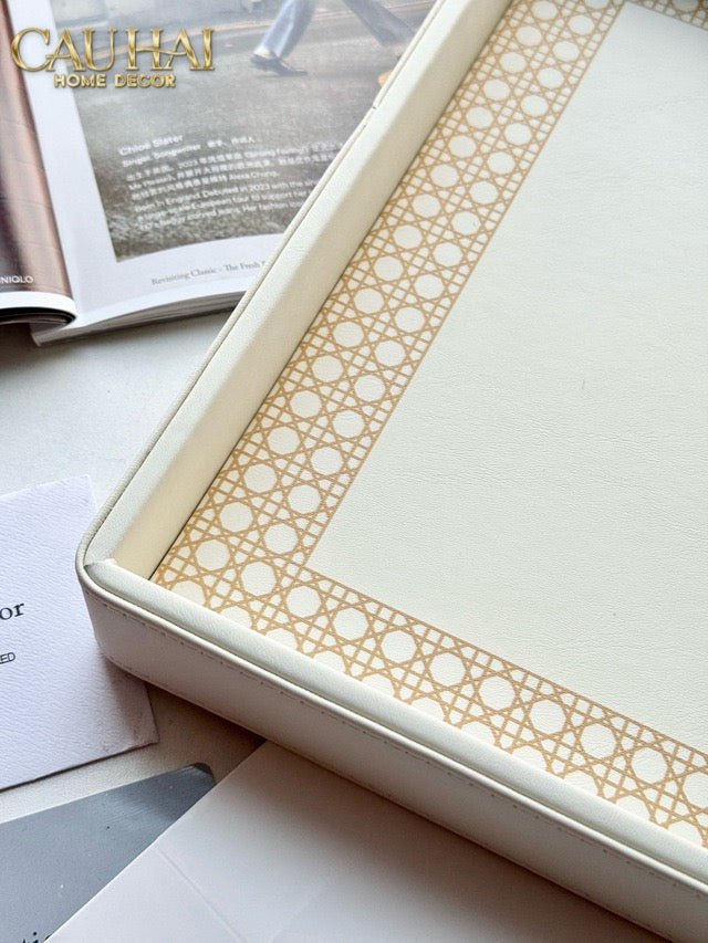 Home Couture - Khay Lux Leather 30X40 D'Ivoire-CẬU HAI HOME DECOR