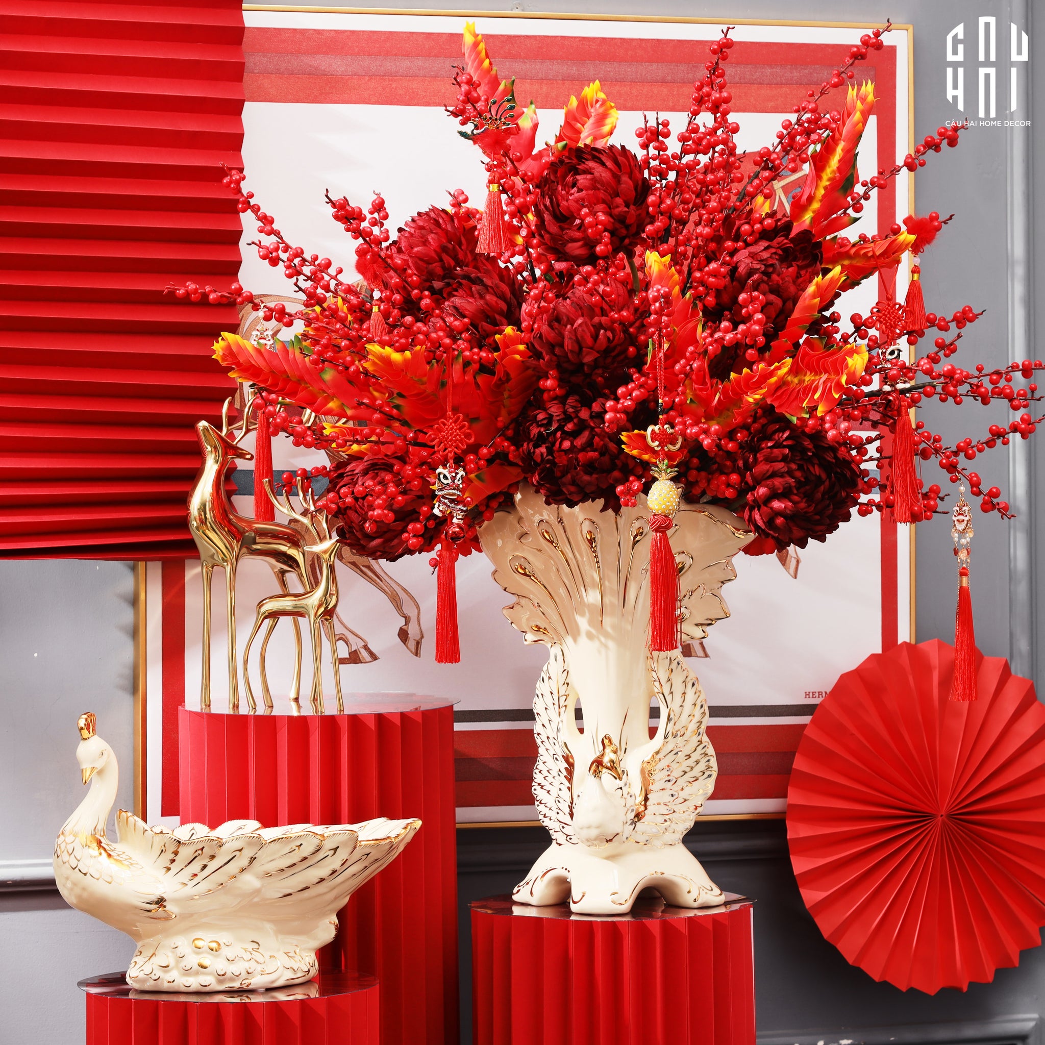 Home Couture - Bình Hoa Khổng Tước Ss25-CẬU HAI HOME DECOR