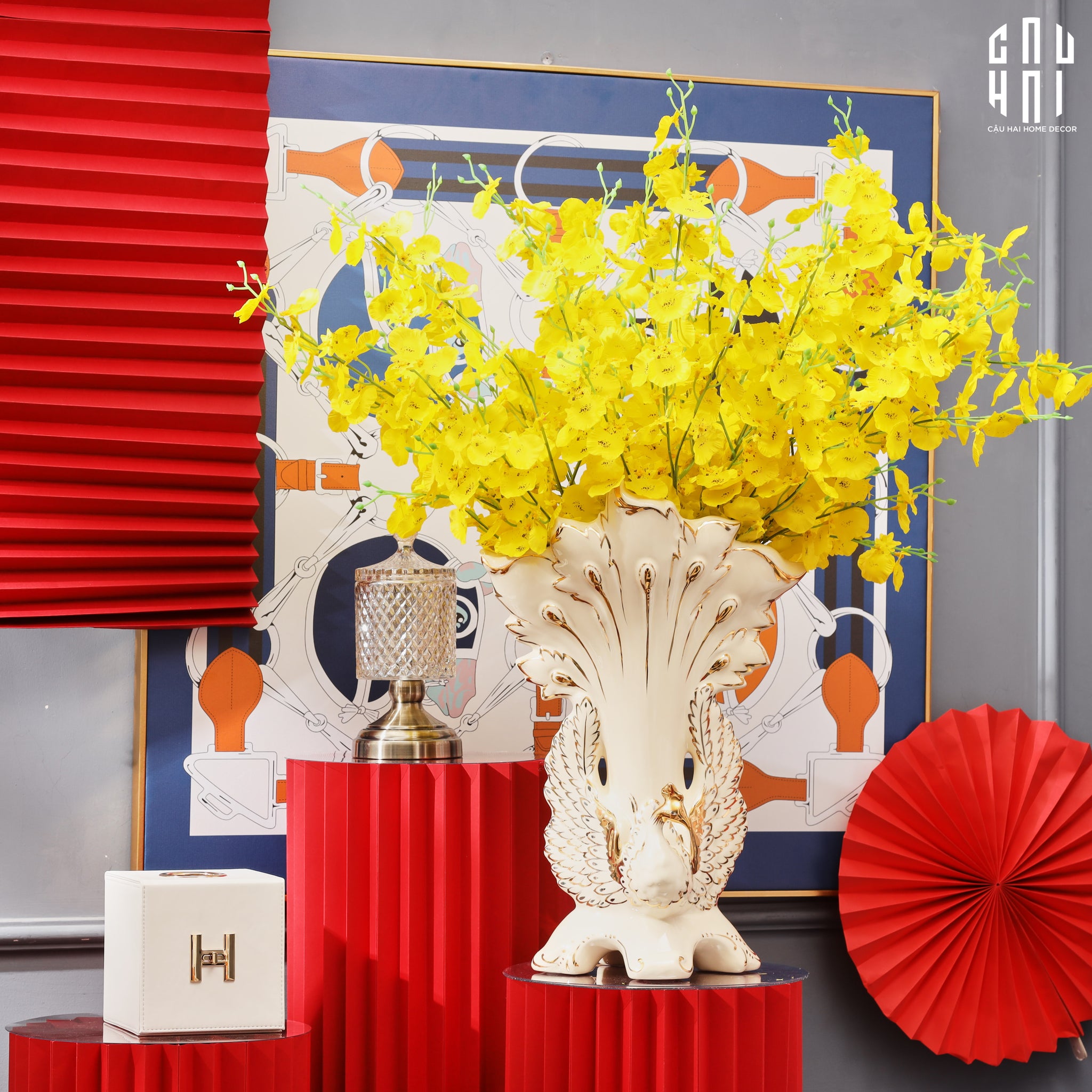 Home Couture - Bình Hoa Khổng Tước Ss25-CẬU HAI HOME DECOR