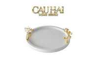 Maison Couture - Khay Đá Marble Tròn Haute Orchid Golden Branches Decorative Trays D32