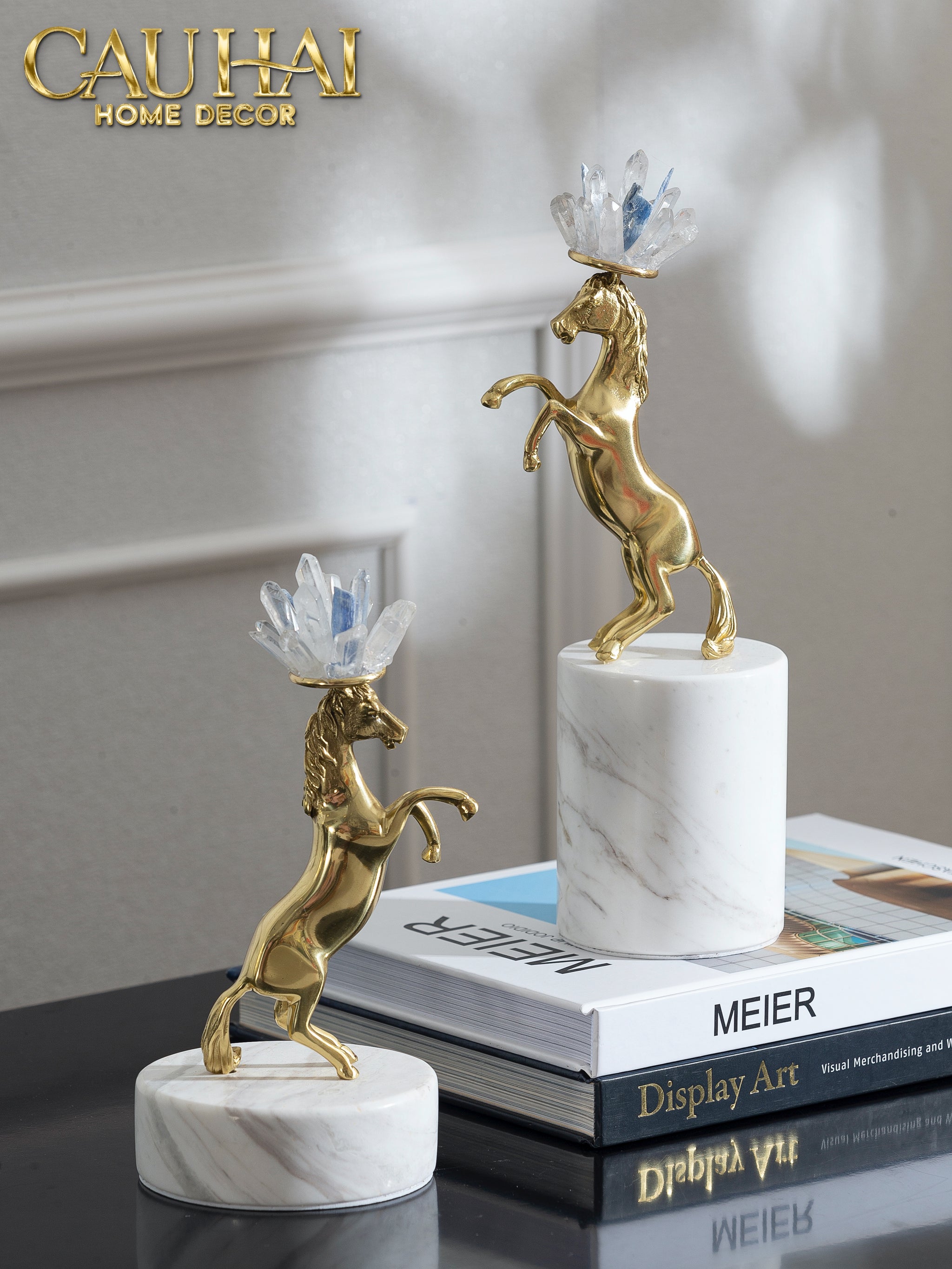 HOME COUTURE - SET 2 TƯỢNG NGỰA ROYAL HORSE BLUE QUARTZ-CẬU HAI HOME DECOR