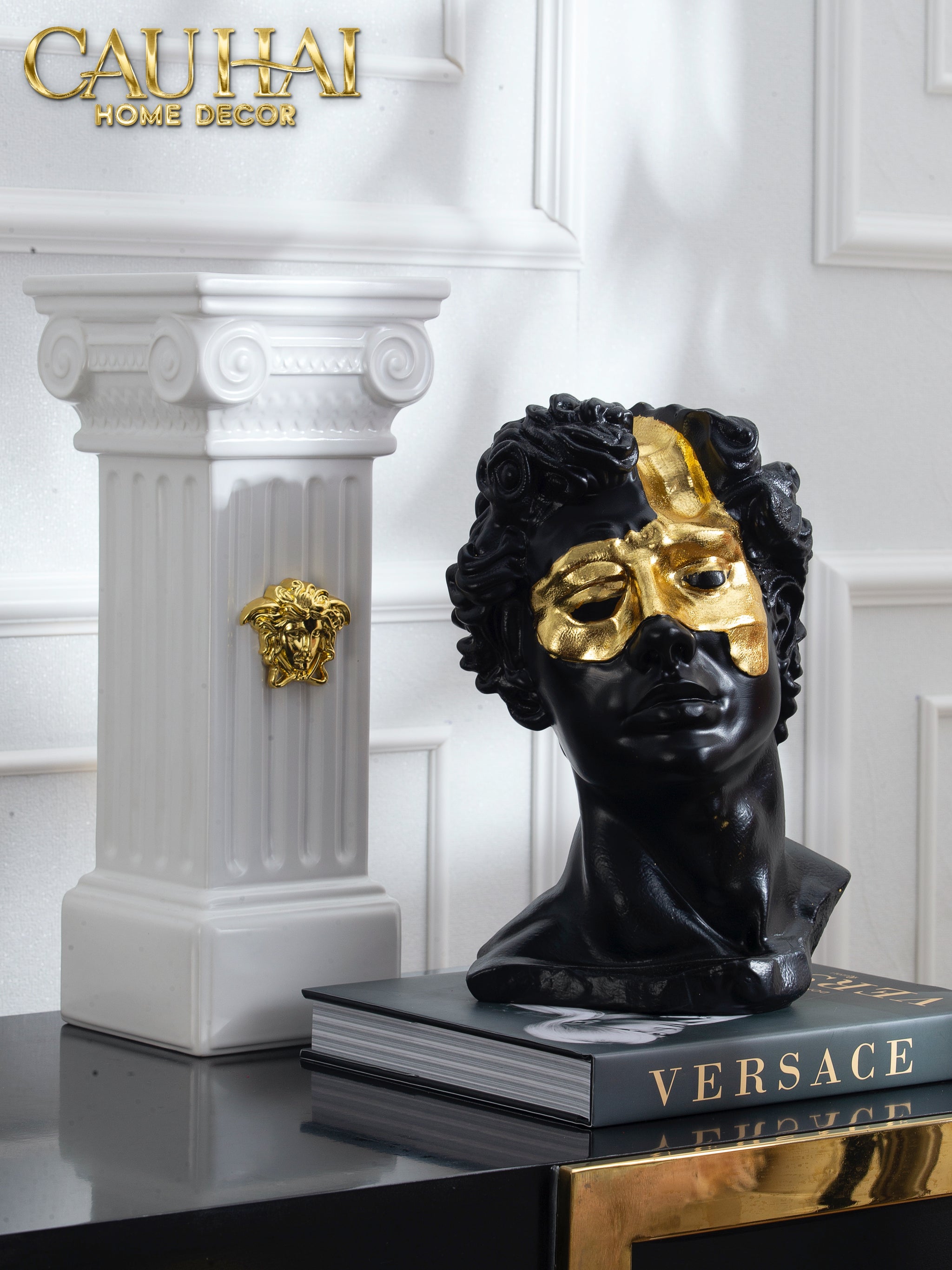 HOME COUTURE - TƯỢNG CỘT MYTHOLOGY IONIC MEDUSA COLUMN H43-CẬU HAI HOME DECOR