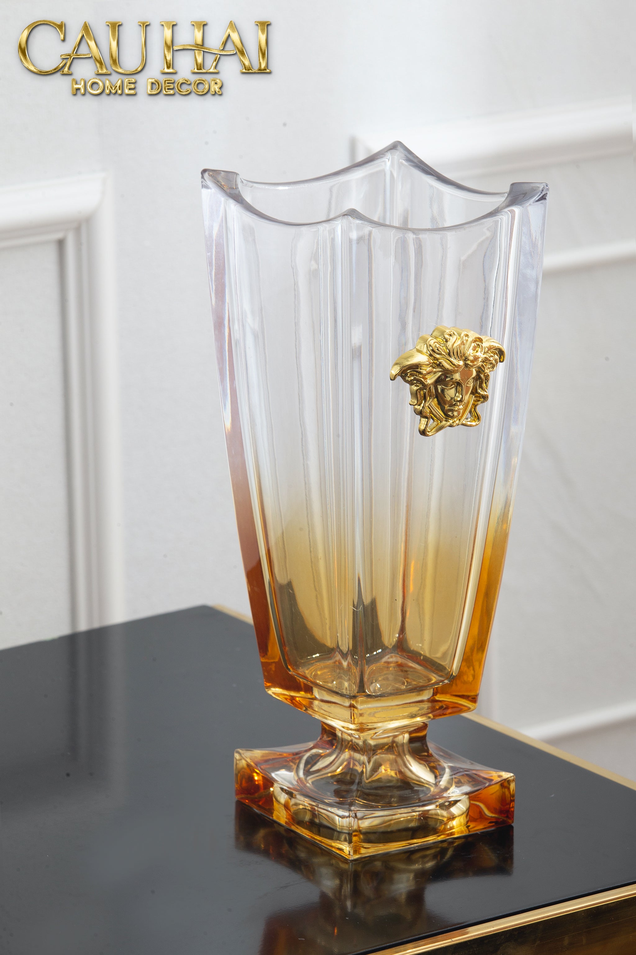 HOME COUTURE - BÌNH HOA CRYSTAL CHAMPAGE MEDUSA H36-CẬU HAI HOME DECOR