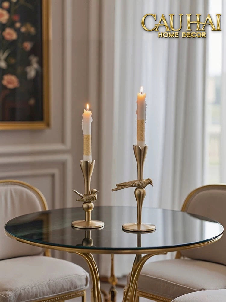 FÊTES COUTURE - SET 2 ĐẾ NẾN BRASSON BIRD HARMONIA CANDLE HOLDERS