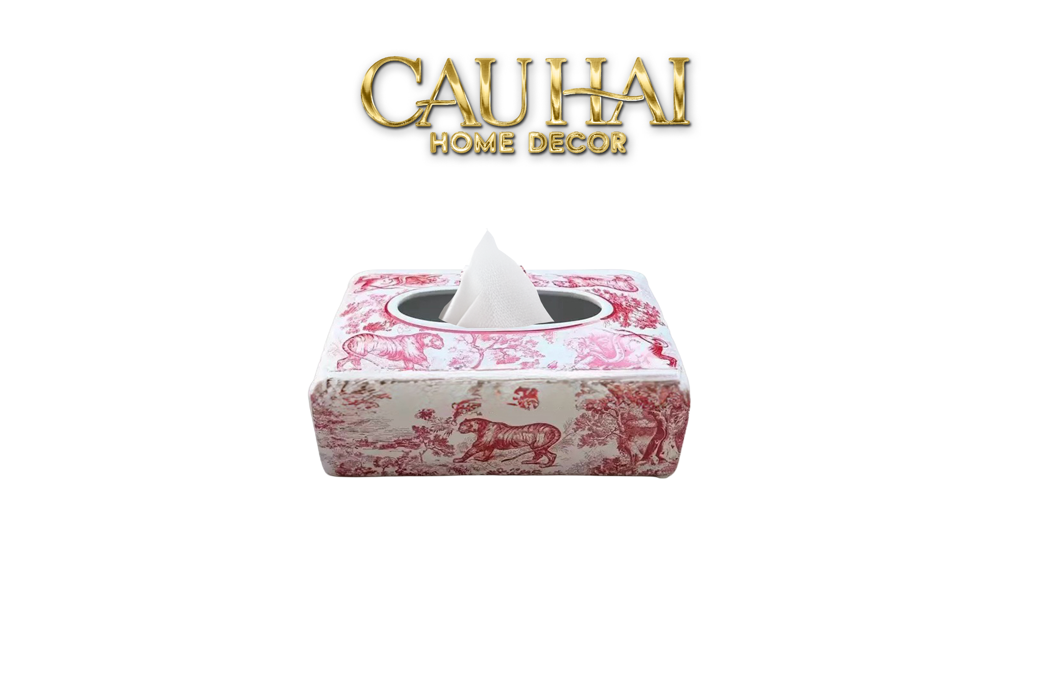 Maison Couture -  Hộp Khăn Giấy Gốm Sứ  Crimson Rouge Jungle D.O