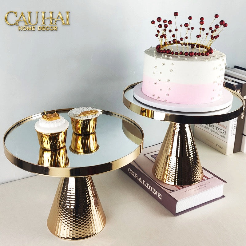 KHAY GƯƠNG TRÒN GOLD LUXOR PEDESTAL H13/15-CẬU HAI HOME DECOR