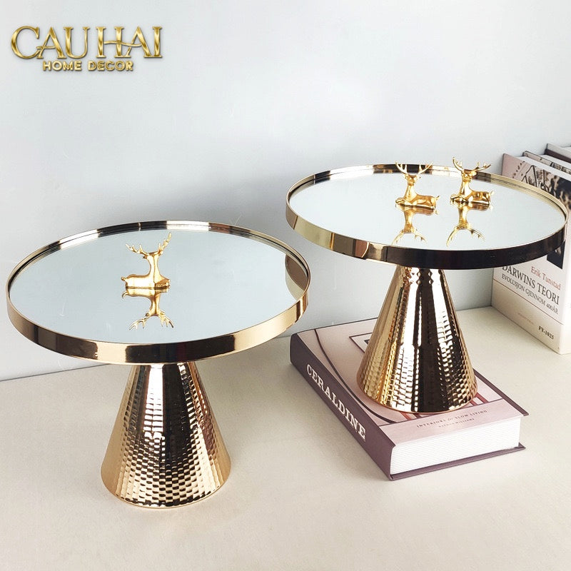 KHAY GƯƠNG TRÒN GOLD LUXOR PEDESTAL H13/15-CẬU HAI HOME DECOR