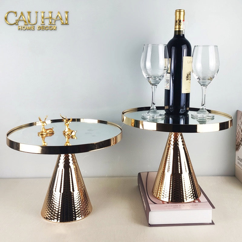 KHAY GƯƠNG TRÒN GOLD LUXOR PEDESTAL H13/15-CẬU HAI HOME DECOR