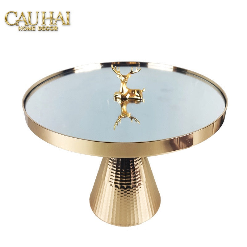 KHAY GƯƠNG TRÒN GOLD LUXOR PEDESTAL H13/15-CẬU HAI HOME DECOR