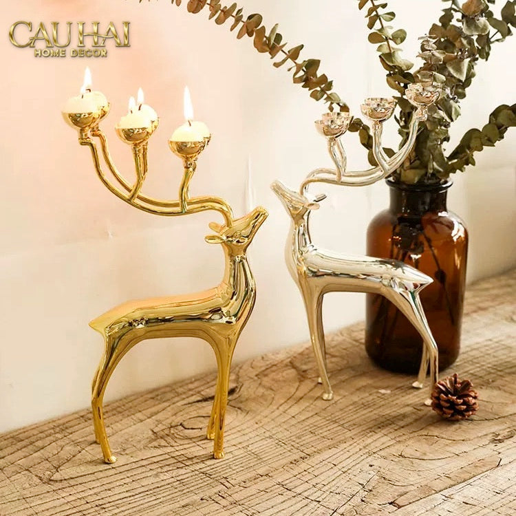 FÊTES COUTURE - ĐẾ NẾN HƯƠU LUMIÈRE DU CERF – GILDED CANDLE HOLDER ELK