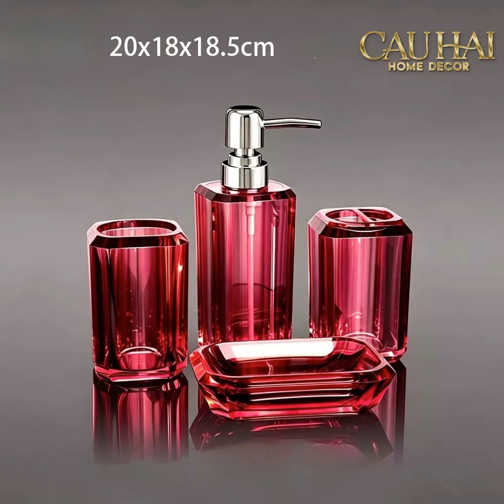 Set Nhà Tắm Acrylic Gemstone Ruby 4pcs