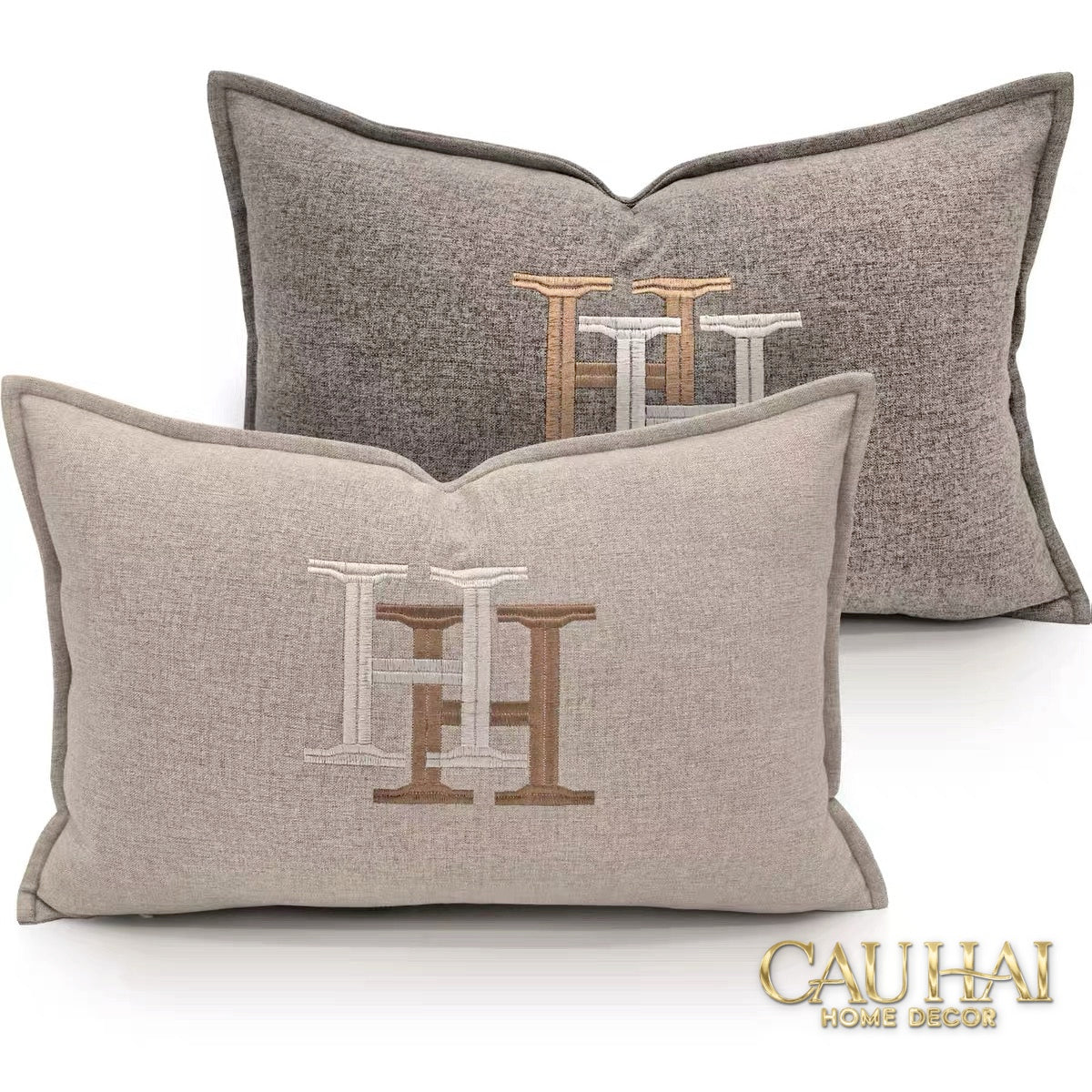 Vỏ Gối Linen Thêu Cheval Équestre Ivory 30x50