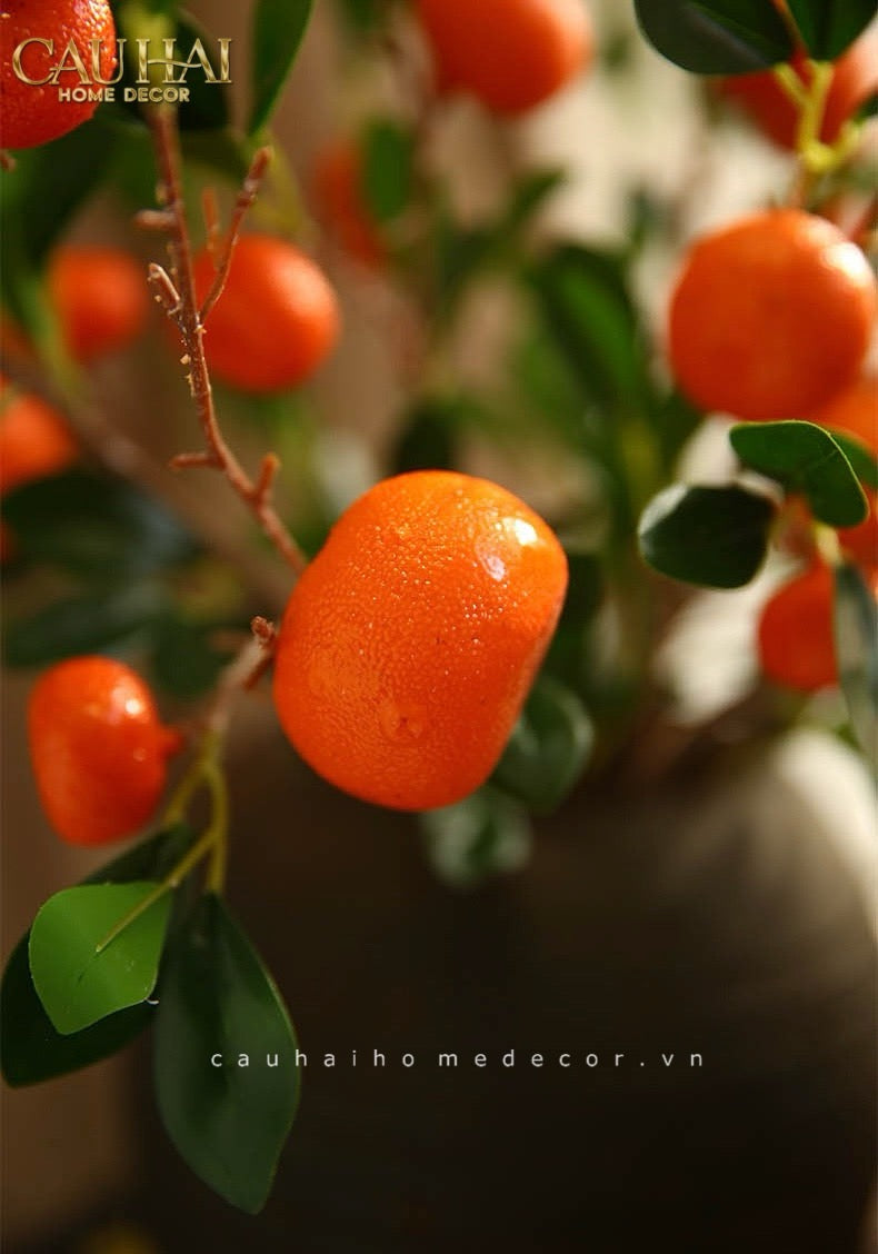 Set 2 Cành Quả Quýt Tangerines Ember/Amber - CẬU HAI HOME DECOR