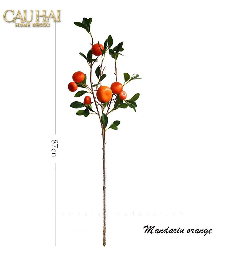 Set 2 Cành Quả Quýt Tangerines Ember/Amber - CẬU HAI HOME DECOR