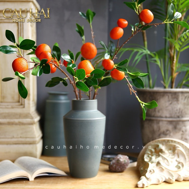 Set 2 Cành Quả Quýt Tangerines Ember/Amber - CẬU HAI HOME DECOR