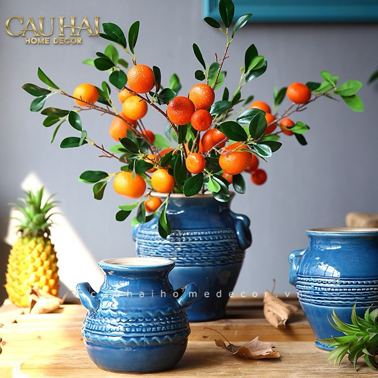 Set 2 Cành Quả Quýt Tangerines Ember/Amber - CẬU HAI HOME DECOR