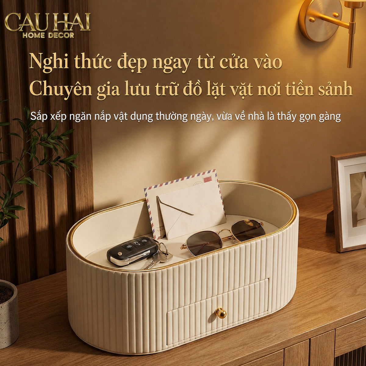 Khay Trang Sức Oval Stag Antler Atelier Cream 28.5x15.3x10-Khay Trang Sức-CẬU HAI HOME DECOR