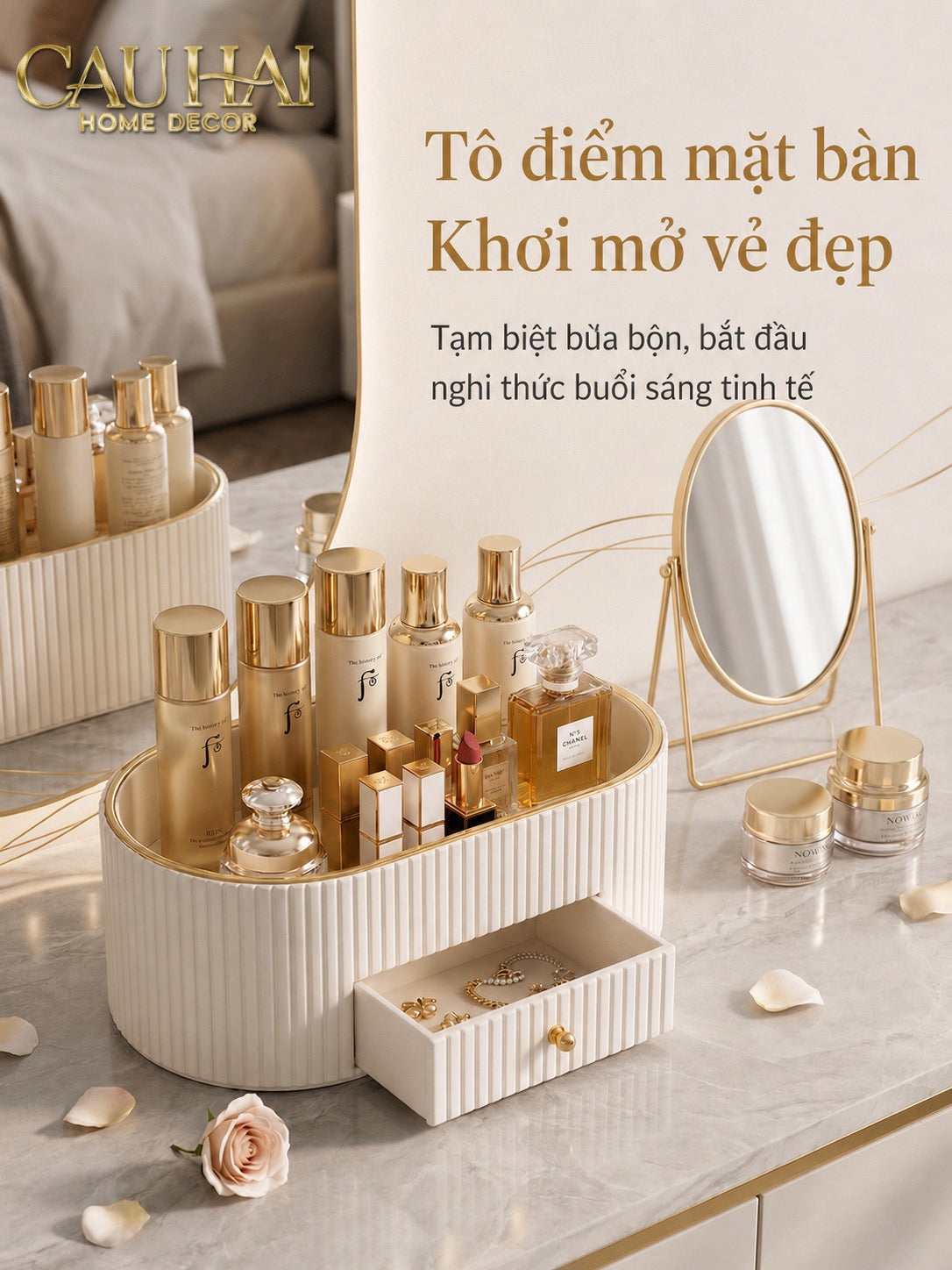 Khay Trang Sức Oval Stag Antler Atelier Cream 28.5x15.3x10-Khay Trang Sức-CẬU HAI HOME DECOR